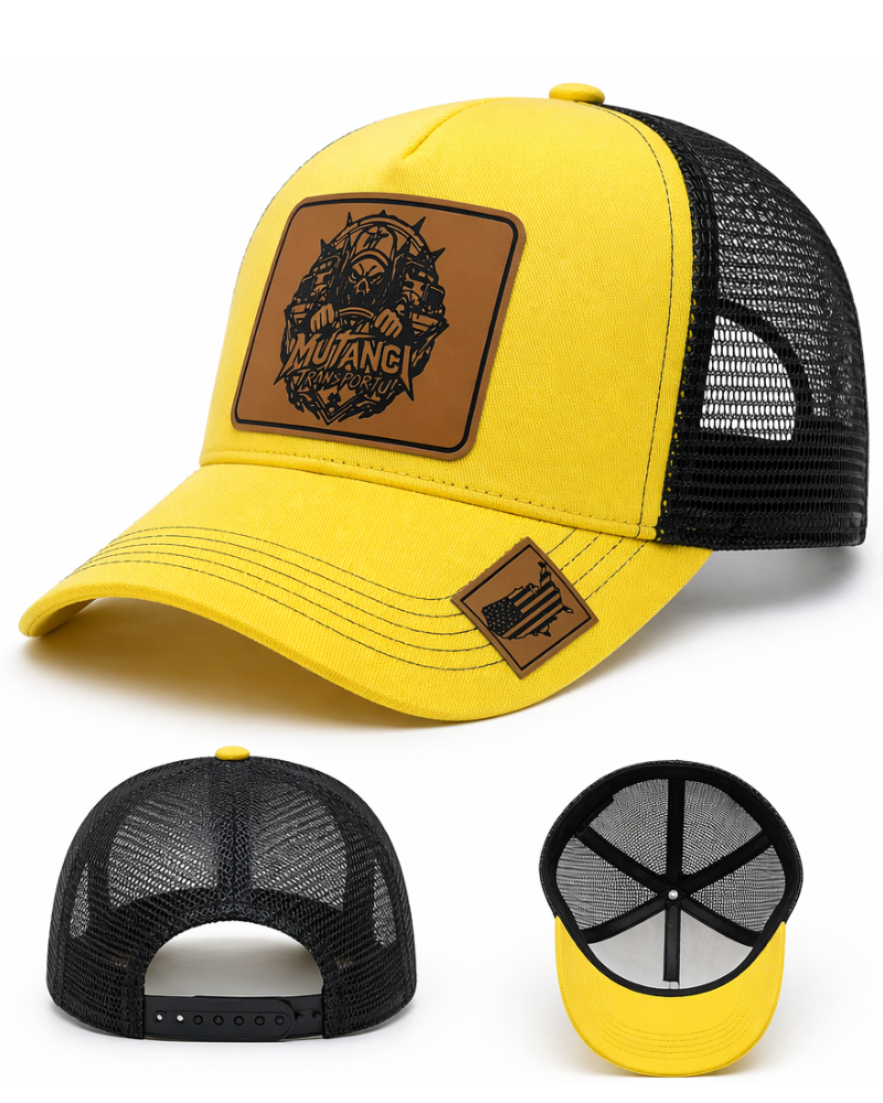 Czapka Trucker Mutanci Transportu żółto-czarna z naszywką - obrazek 4