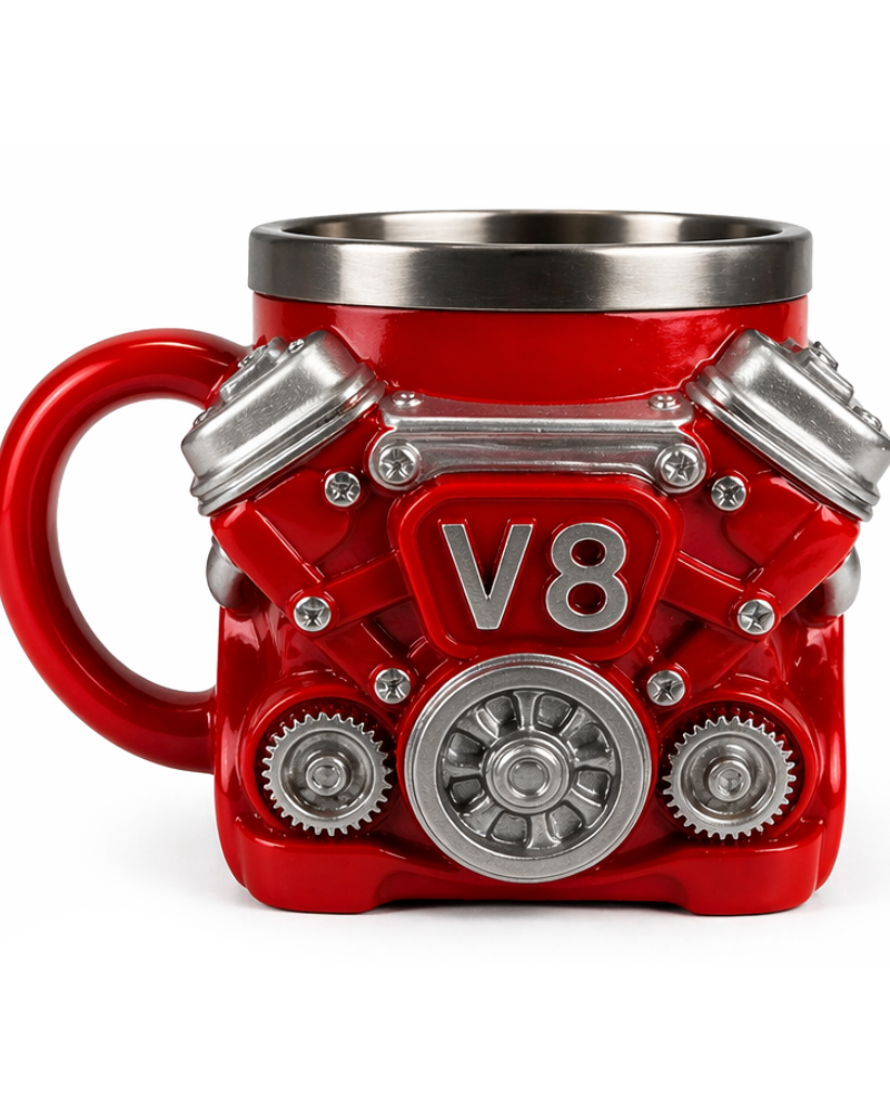 Kubek V8 Czerwony – kubek 3D dla fanów mocy i stylu