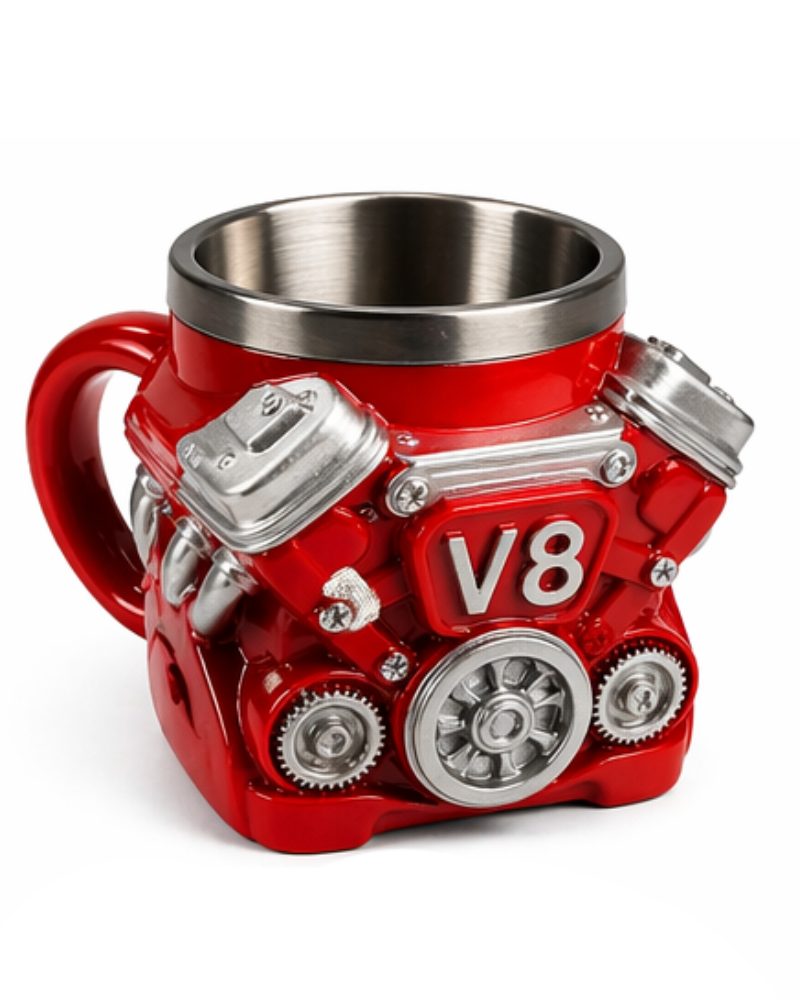 Kubek V8 Czerwony – kubek 3D dla fanów mocy i stylu - obrazek 3