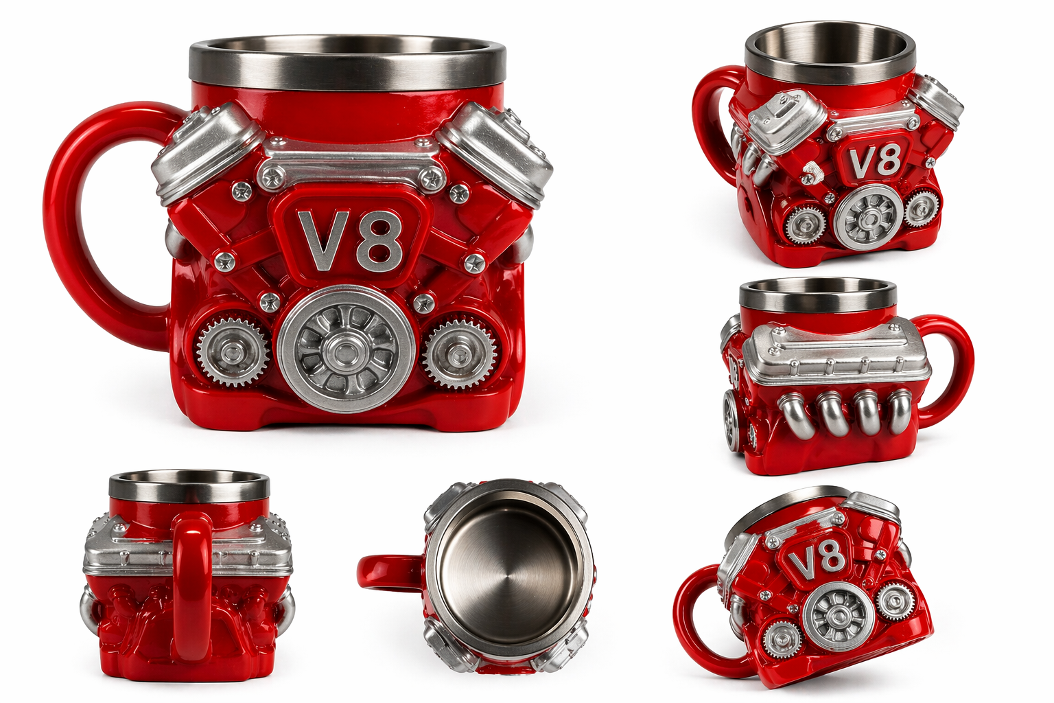 Kubek V8 Czerwony – kubek 3D dla fanów mocy i stylu - obrazek 5